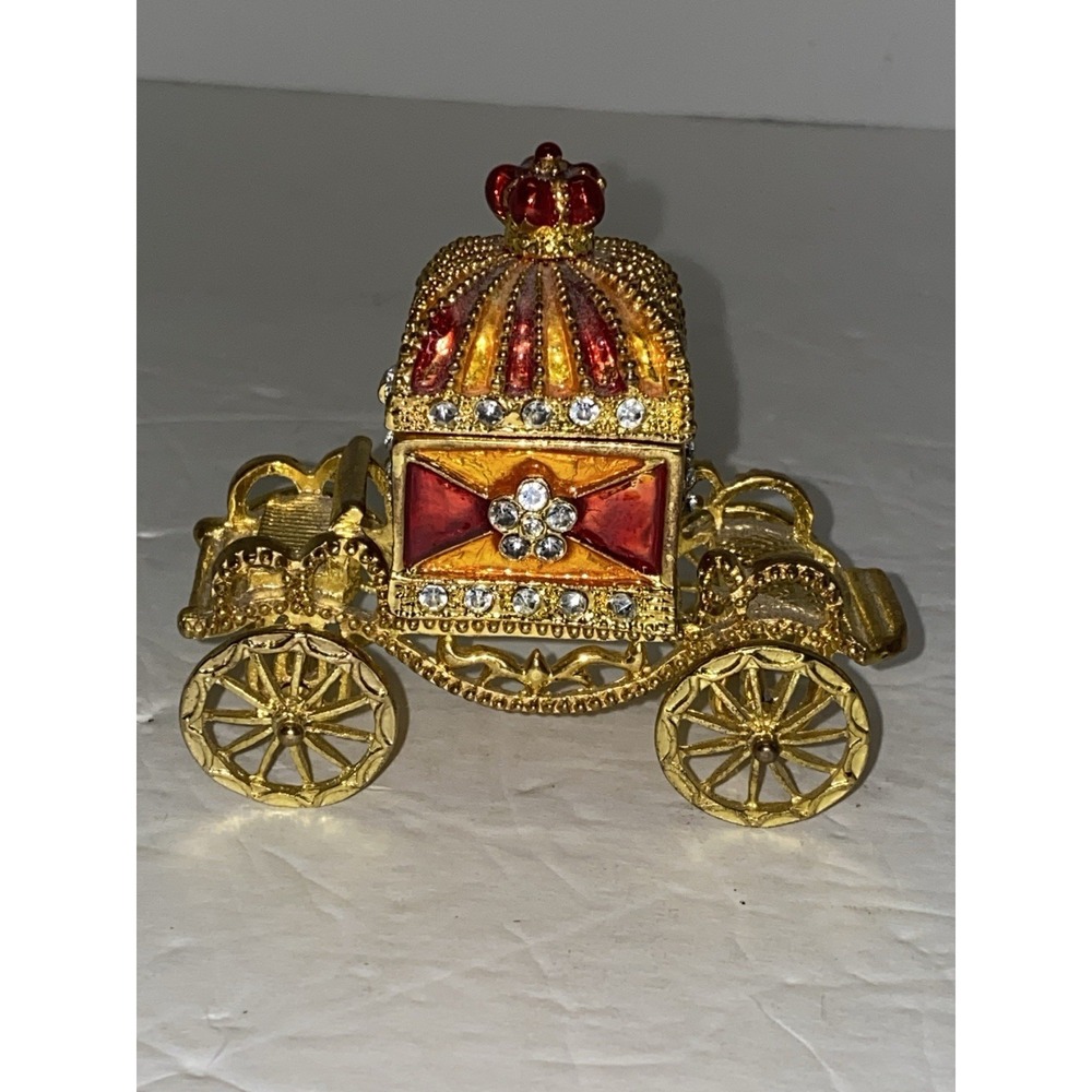 Jeweled Chariot Trinket Jewelry Display Box - Picture 6 of 11